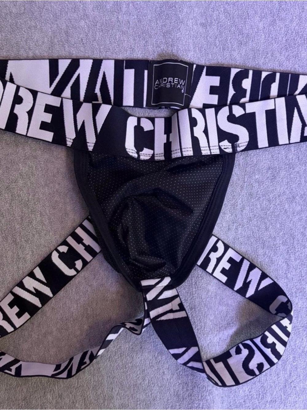Andrew Christian Black & White Logo Mesh Jockstrap